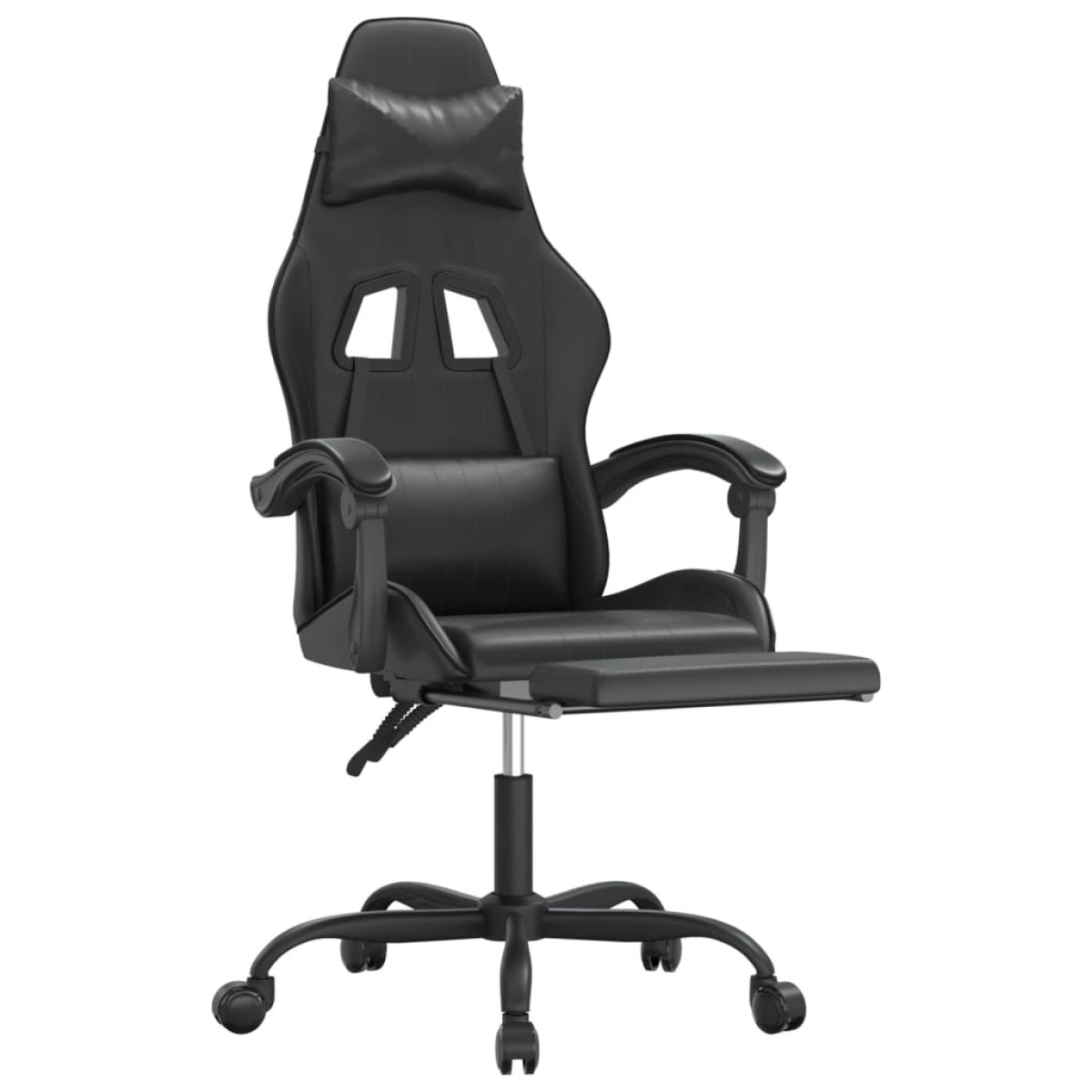 vidaXL Καρέκλα Gaming Μασάζ Υποπόδιο Μαύρο από Συνθετικό Δέρμα