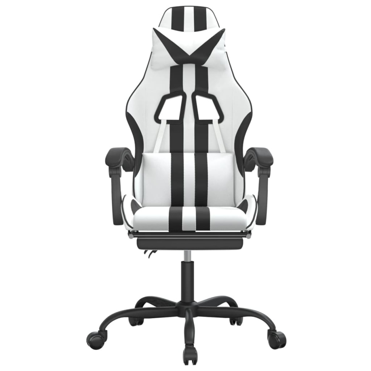 vidaXL Καρέκλα Gaming με Υποπόδιο Λευκό και Μαύρο από Συνθετικό Δέρμα