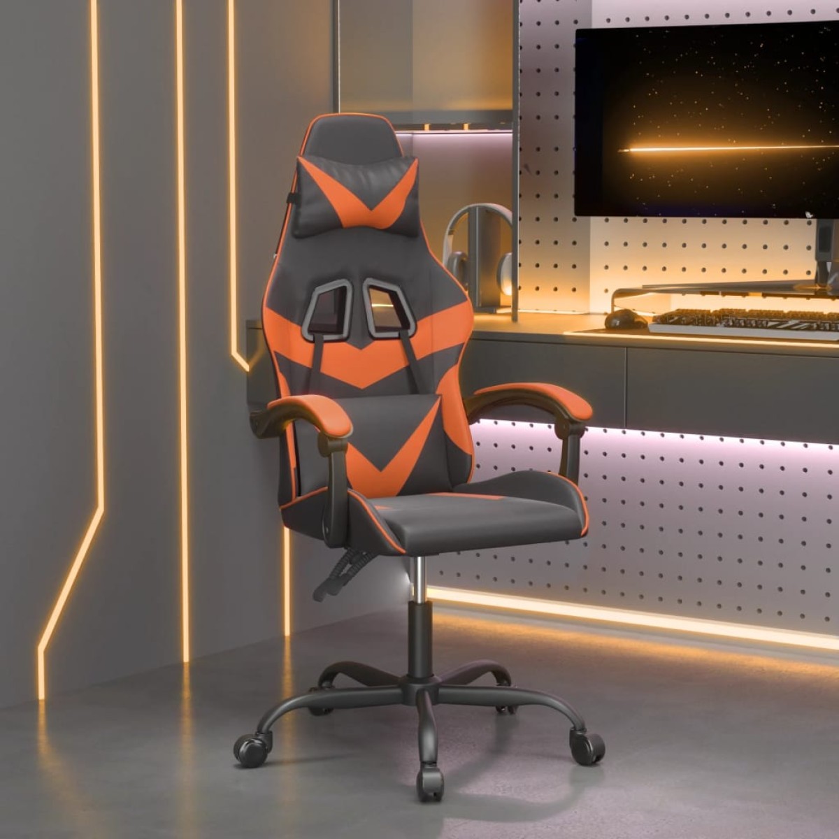 vidaXL Καρέκλα Gaming Μαύρο/Πορτοκαλί Συνθετικό Δέρμα