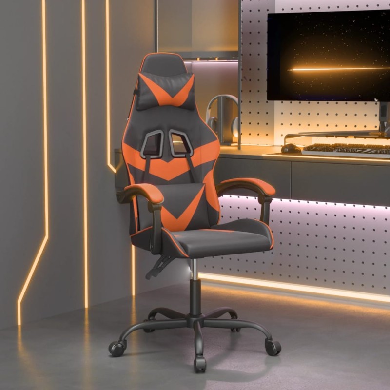 vidaXL Καρέκλα Gaming Μαύρο/Πορτοκαλί Συνθετικό Δέρμα