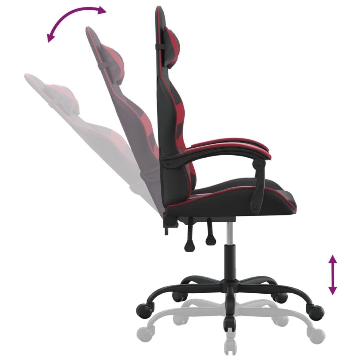 vidaXL Καρέκλα Gaming Μαύρο/Μπορντό από Συνθετικό Δέρμα