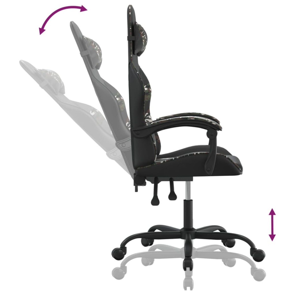 vidaXL Καρέκλα Gaming Μαύρο/Παραλλαγή από Συνθετικό Δέρμα