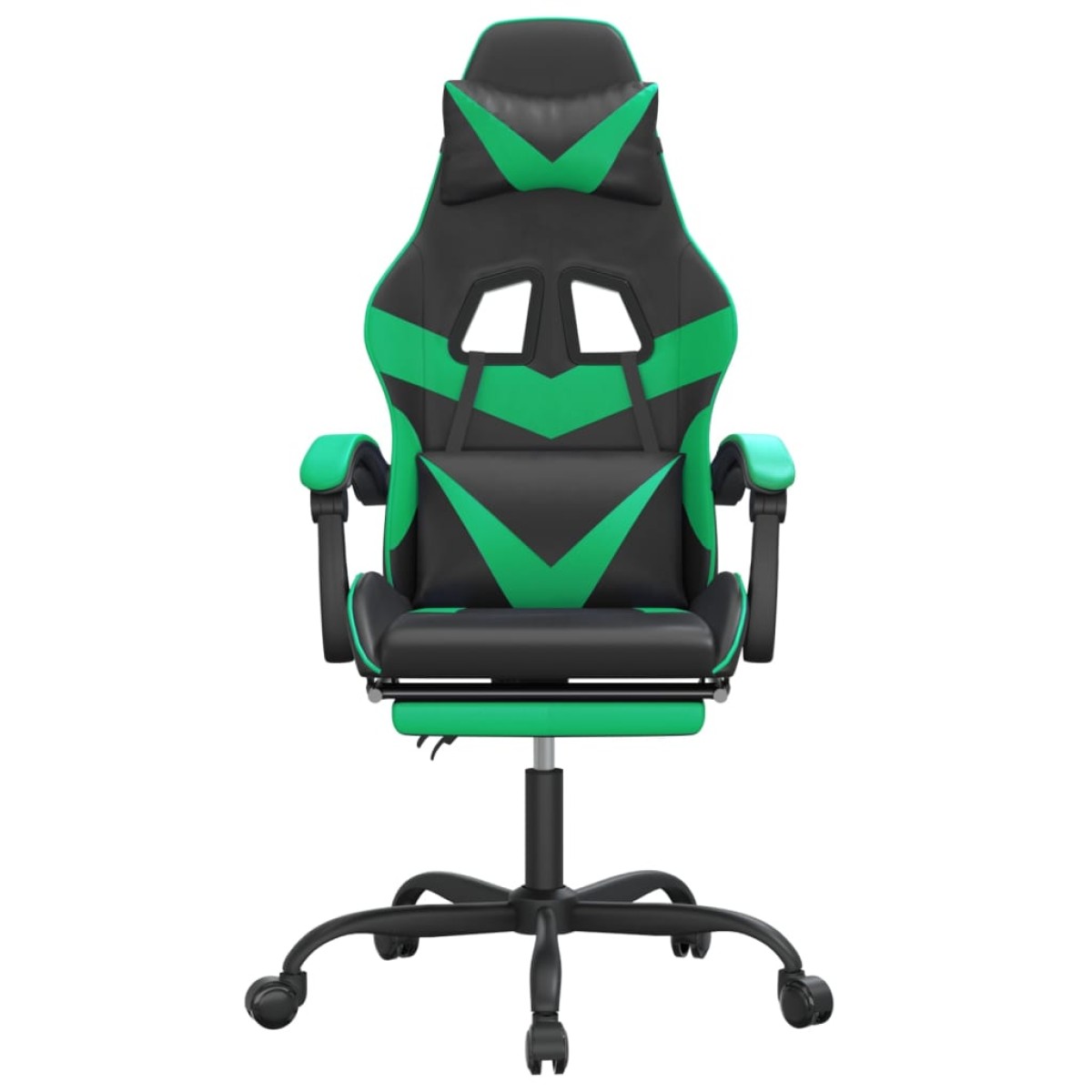vidaXL Καρέκλα Gaming Μασάζ Υποπόδιο Μαύρο/Πράσινο από Συνθετικό Δέρμα