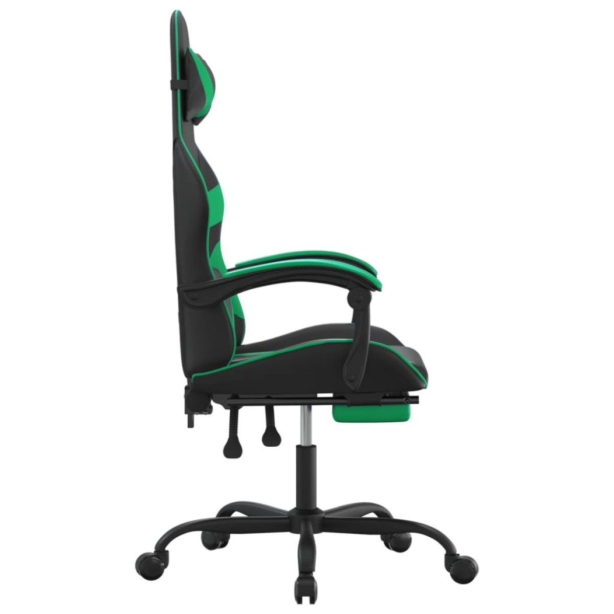 vidaXL Καρέκλα Gaming Μασάζ Υποπόδιο Μαύρο/Πράσινο από Συνθετικό Δέρμα