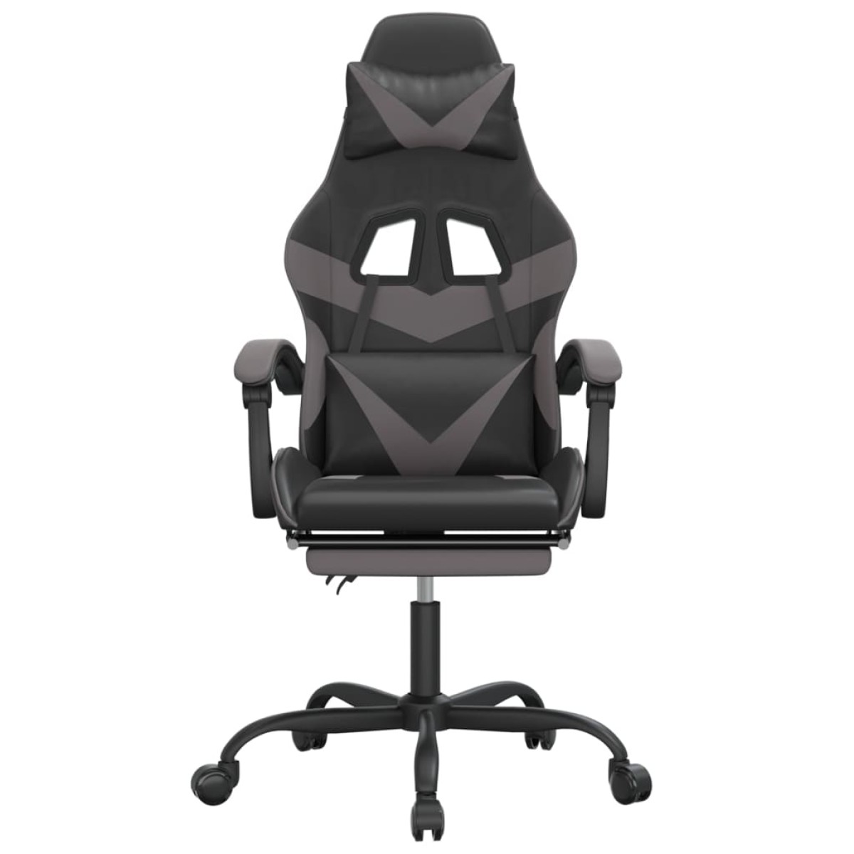 vidaXL Καρέκλα Gaming Μασάζ Υποπόδιο Μαύρο/Γκρι από Συνθετικό Δέρμα