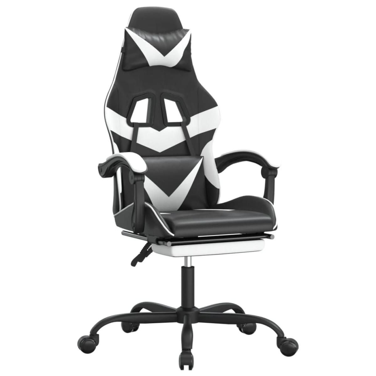 vidaXL Καρέκλα Gaming Μασάζ Υποπόδιο Μαύρο/Λευκό από Συνθετικό Δέρμα