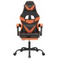 vidaXL Καρέκλα Gaming Μασάζ Υποπόδιο Μαύρο/Πορτοκαλί Συνθετικό Δέρμα