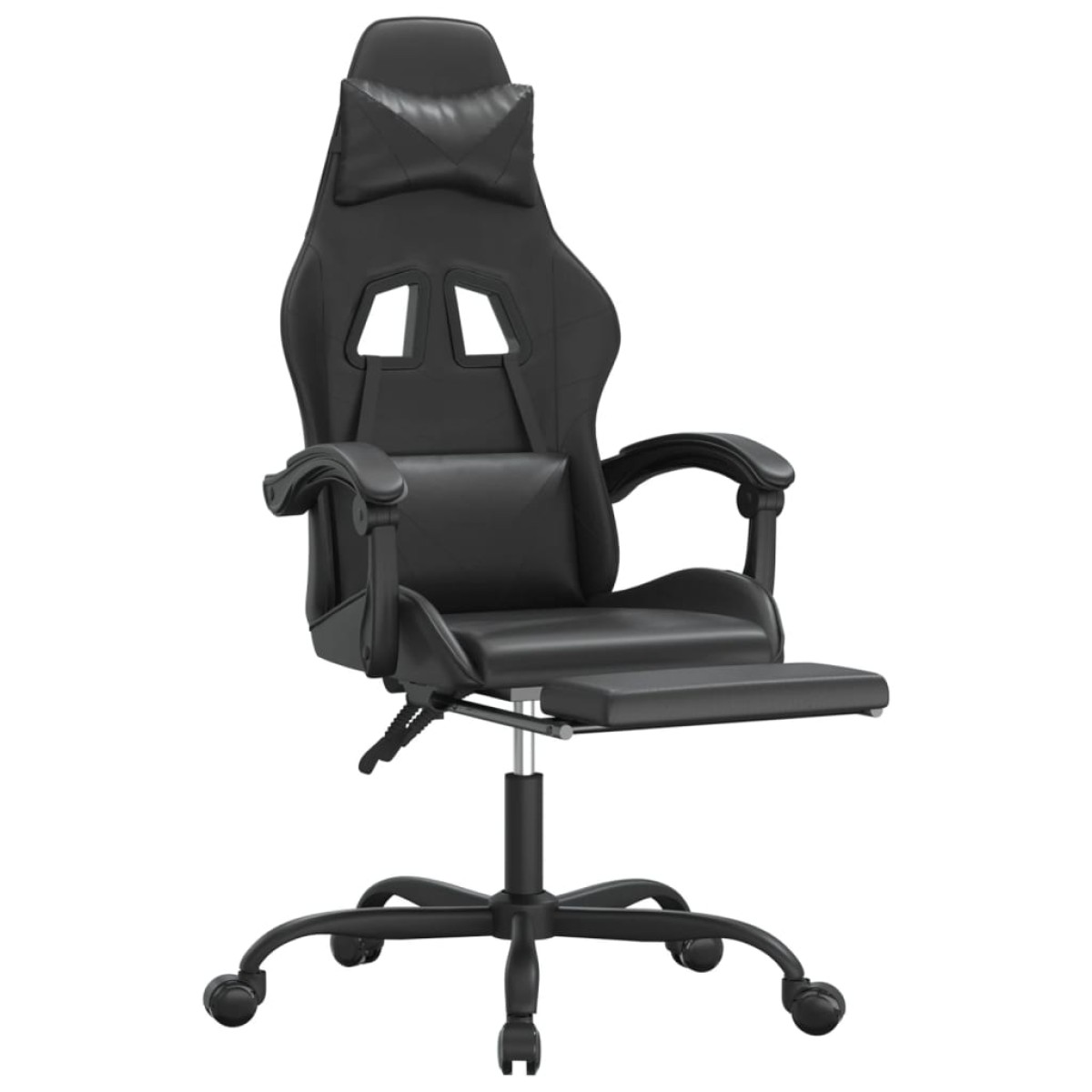 vidaXL Καρέκλα Gaming Μασάζ Υποπόδιο Μαύρο από Συνθετικό Δέρμα