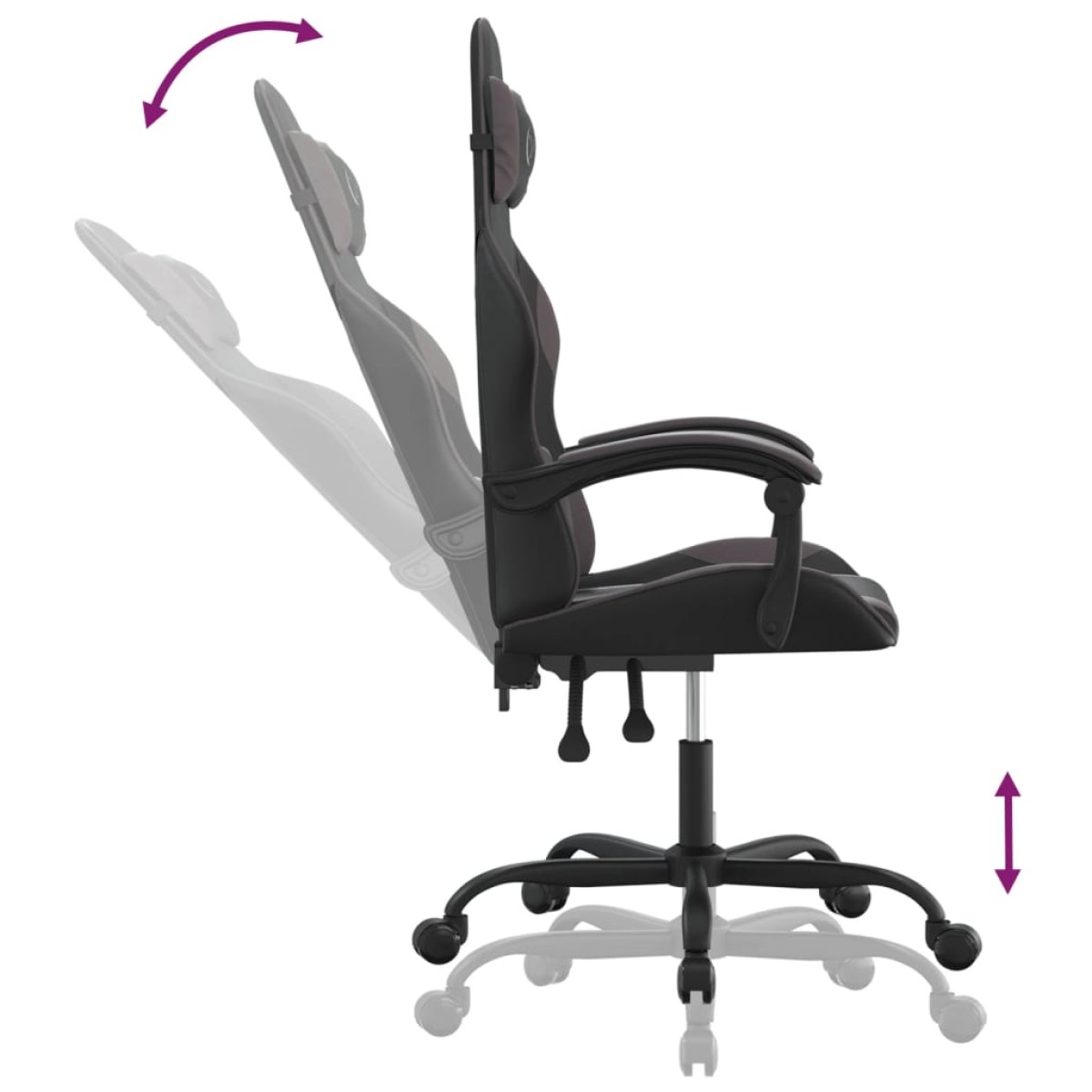 vidaXL Καρέκλα Gaming Μαύρο/Γκρι από Συνθετικό Δέρμα