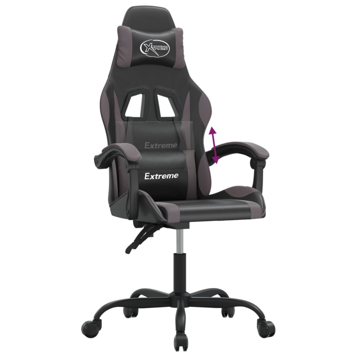 vidaXL Καρέκλα Gaming Μαύρο/Γκρι από Συνθετικό Δέρμα