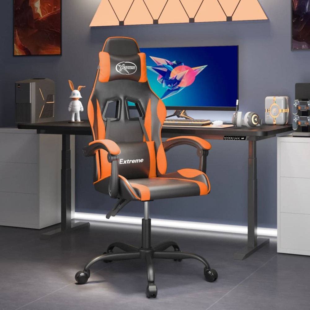vidaXL Καρέκλα Gaming Μαύρο/Πορτοκαλί Συνθετικό Δέρμα