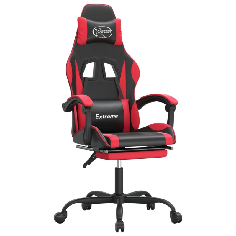 vidaXL Καρέκλα Gaming Μασάζ Υποπόδιο Μαύρο/Κόκκινο από Συνθετικό Δέρμα