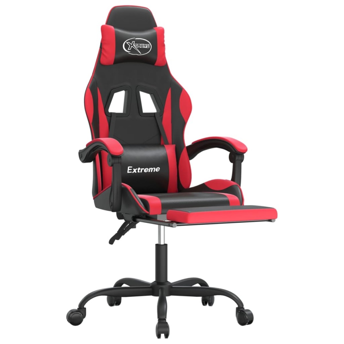 vidaXL Καρέκλα Gaming Μασάζ Υποπόδιο Μαύρο/Κόκκινο από Συνθετικό Δέρμα