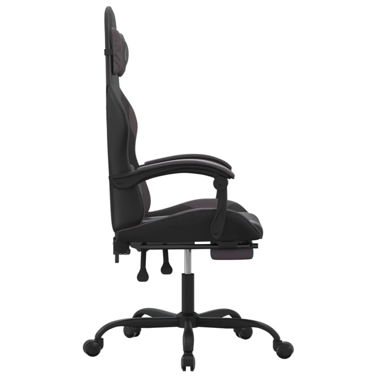 vidaXL Καρέκλα Gaming Μασάζ Υποπόδιο Μαύρο/Γκρι από Συνθετικό Δέρμα