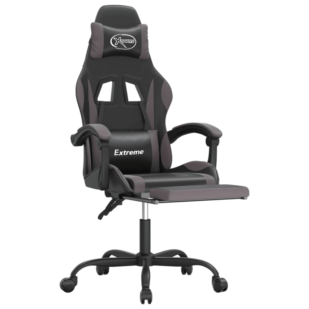 vidaXL Καρέκλα Gaming Μασάζ Υποπόδιο Μαύρο/Γκρι από Συνθετικό Δέρμα