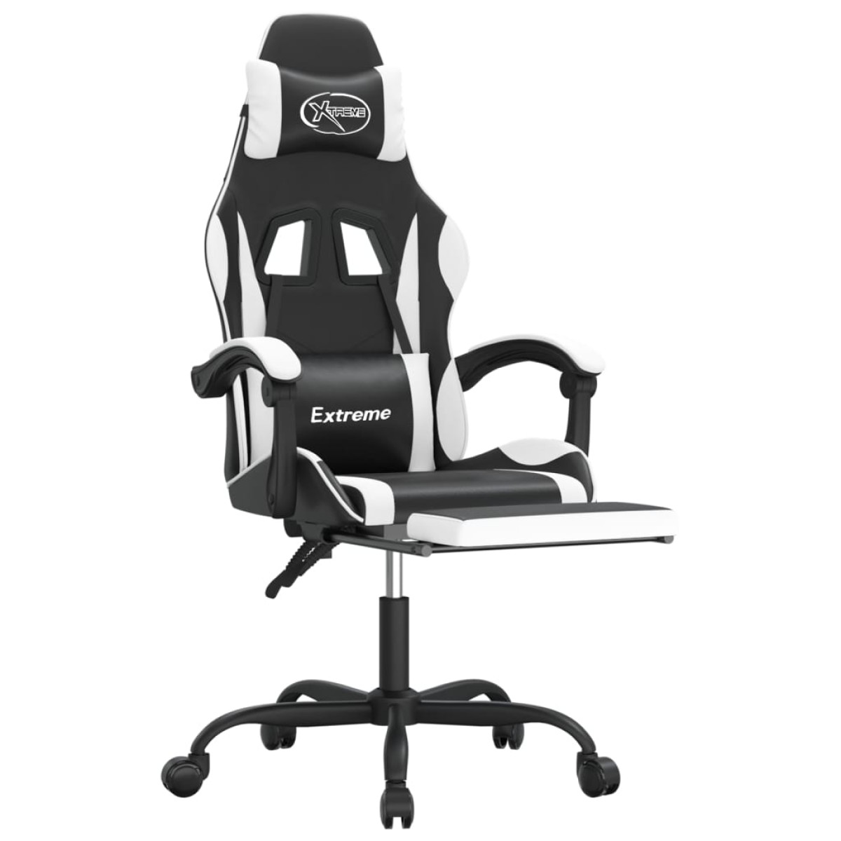 vidaXL Καρέκλα Gaming Μασάζ Υποπόδιο Μαύρο/Λευκό από Συνθετικό Δέρμα