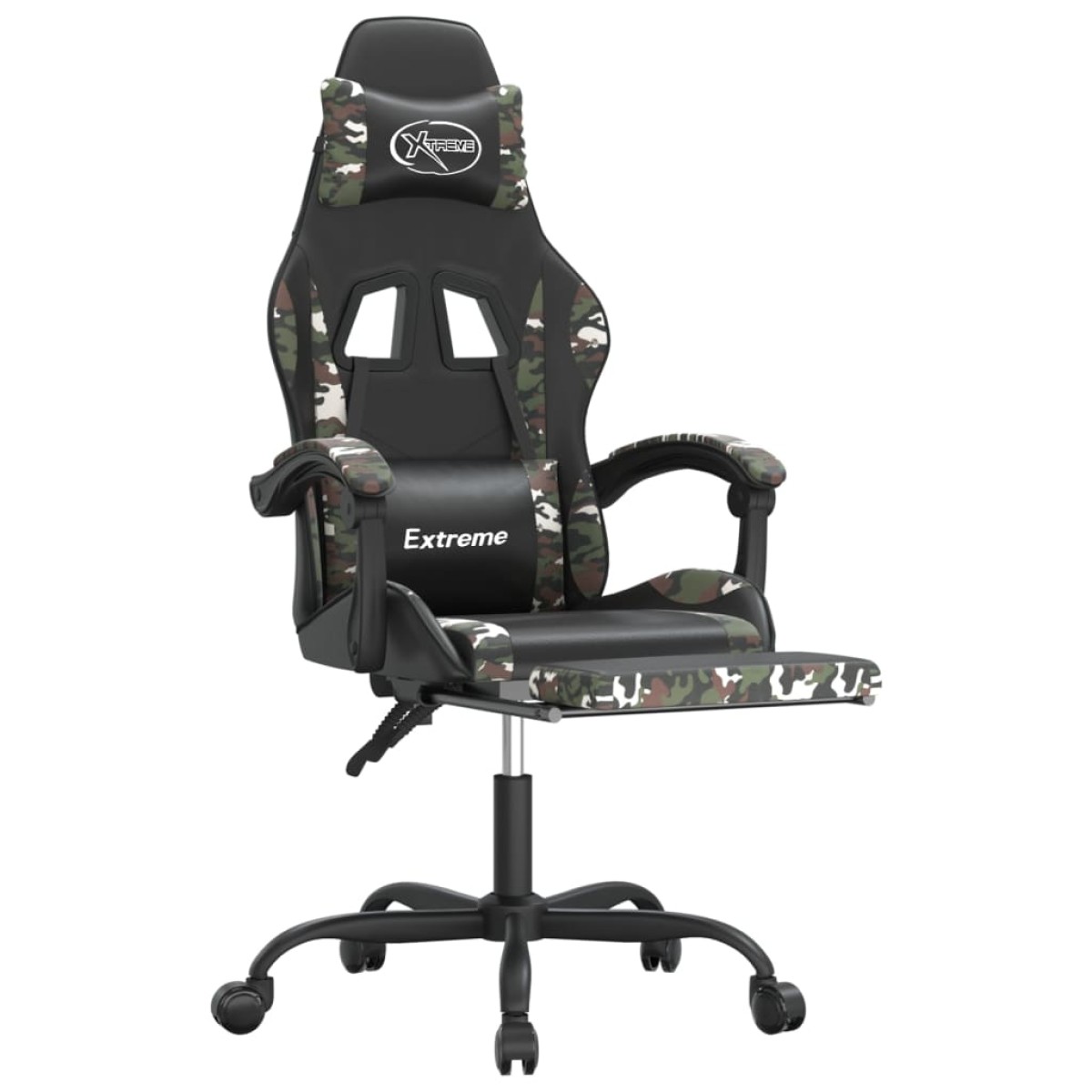 vidaXL Καρέκλα Gaming Μασάζ Υποπόδιο Μαύρο/Παραλλαγή Συνθετικό Δέρμα