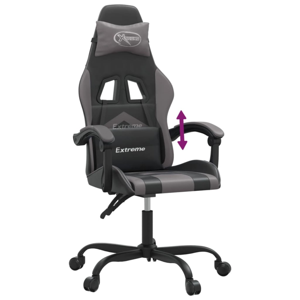 vidaXL Καρέκλα Gaming Μαύρο/Γκρι από Συνθετικό Δέρμα
