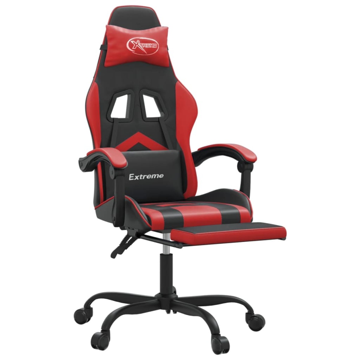 vidaXL Καρέκλα Gaming Μασάζ Υποπόδιο Μαύρο/Κόκκινο από Συνθετικό Δέρμα