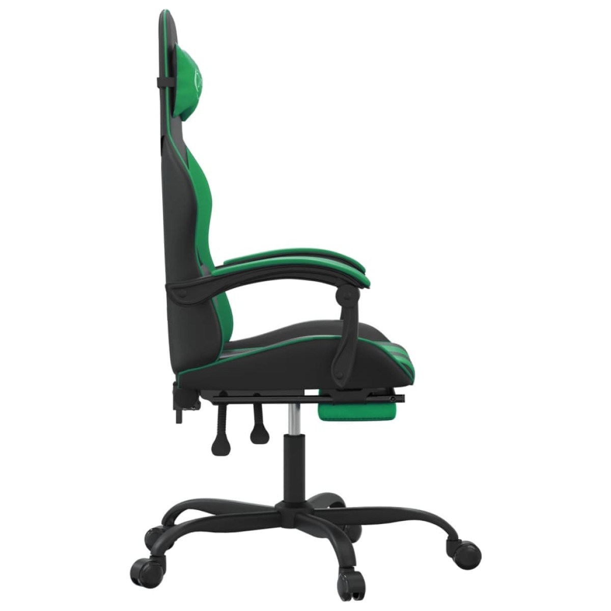 vidaXL Καρέκλα Gaming Μασάζ Υποπόδιο Μαύρο/Πράσινο από Συνθετικό Δέρμα