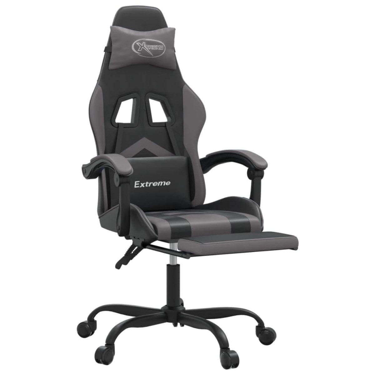 vidaXL Καρέκλα Gaming Μασάζ Υποπόδιο Μαύρο/Γκρι από Συνθετικό Δέρμα