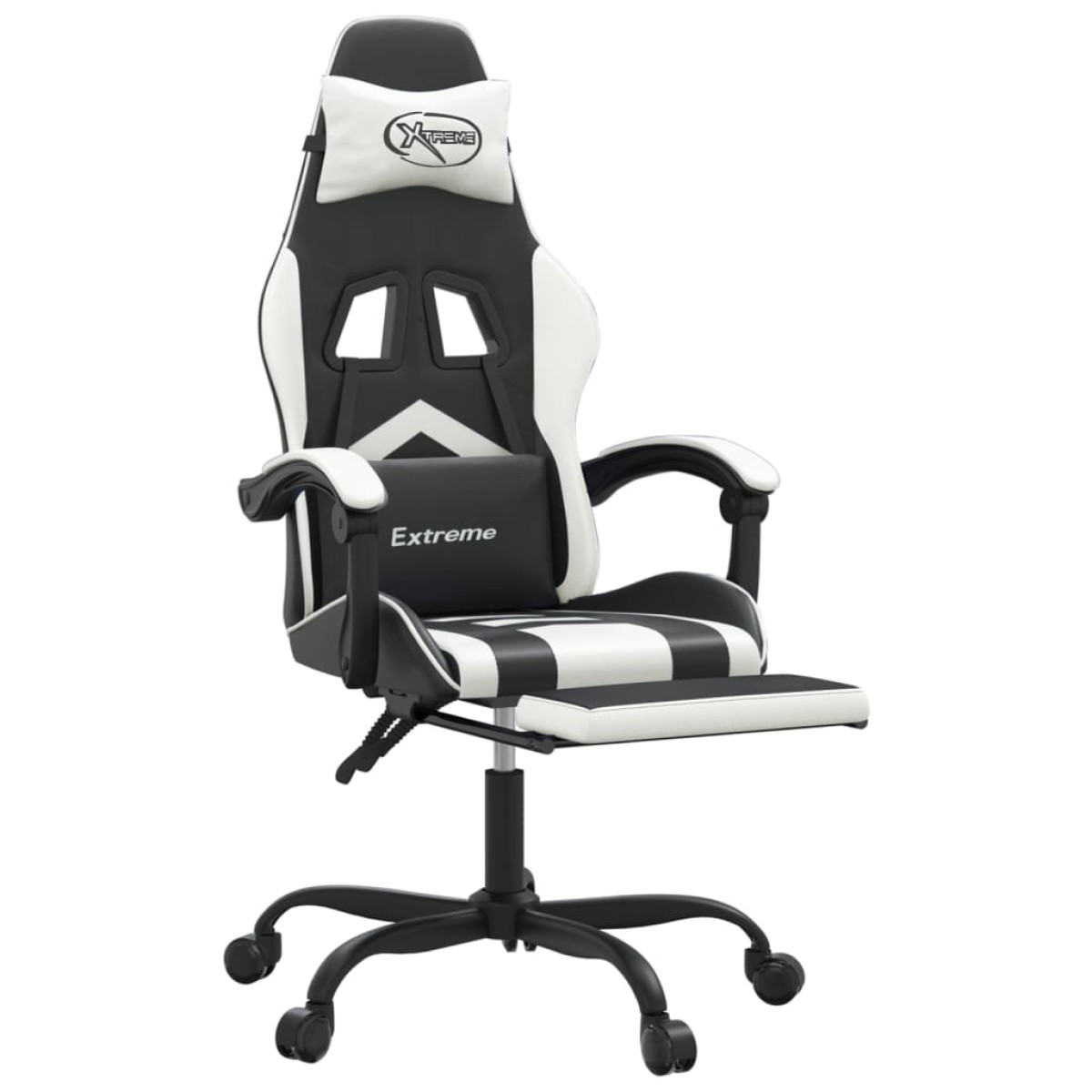 vidaXL Καρέκλα Gaming Μασάζ Υποπόδιο Μαύρο/Λευκό από Συνθετικό Δέρμα
