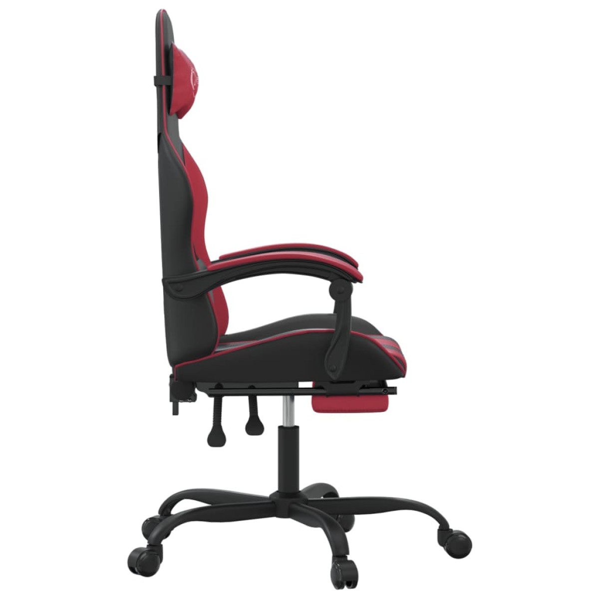 vidaXL Καρέκλα Gaming Μασάζ Υποπόδιο Μαύρο/Μπορντό από Συνθετικό Δέρμα