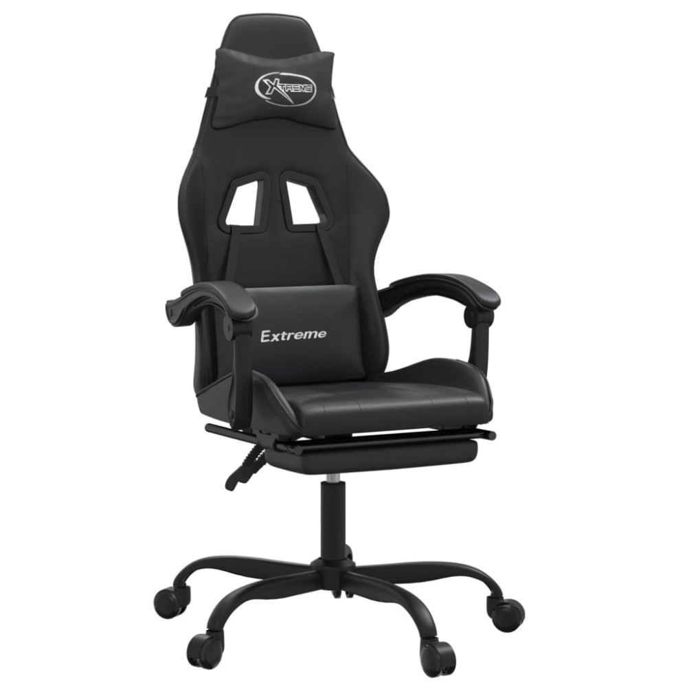 vidaXL Καρέκλα Gaming Μασάζ Υποπόδιο Μαύρο από Συνθετικό Δέρμα