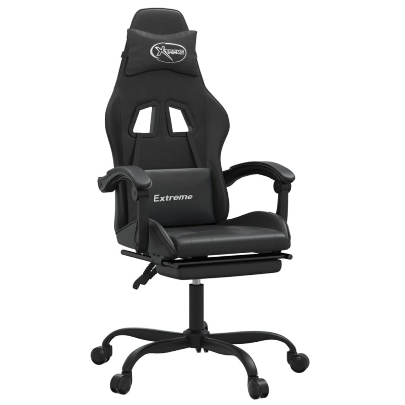 vidaXL Καρέκλα Gaming Μασάζ Υποπόδιο Μαύρο από Συνθετικό Δέρμα