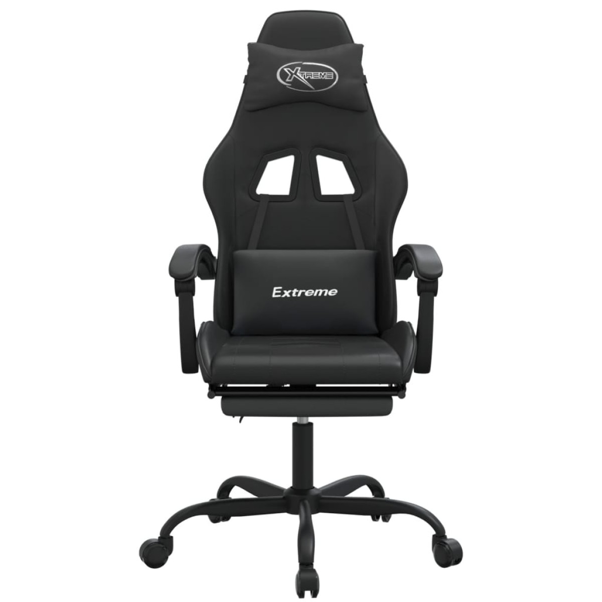 vidaXL Καρέκλα Gaming Μασάζ Υποπόδιο Μαύρο από Συνθετικό Δέρμα