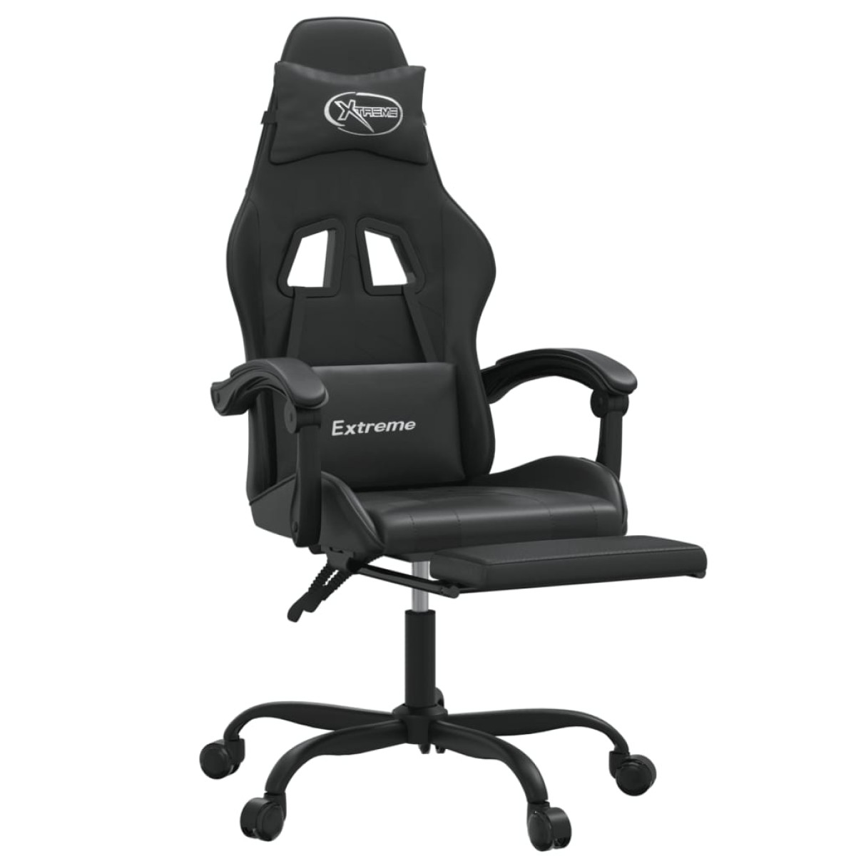 vidaXL Καρέκλα Gaming Μασάζ Υποπόδιο Μαύρο από Συνθετικό Δέρμα