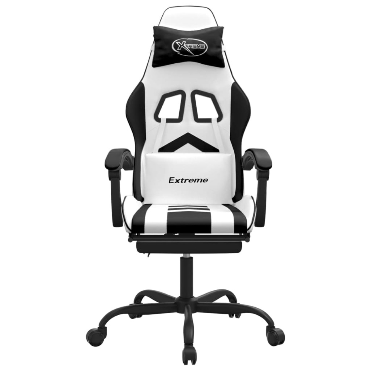 vidaXL Καρέκλα Gaming με Υποπόδιο Λευκό και Μαύρο από Συνθετικό Δέρμα