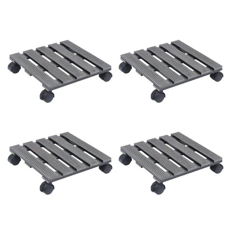 vidaXL Βάσεις για Γλάστρες με Ρόδες 4 τεμ. Γκρι 30x30x7,5 εκ. από WPC
