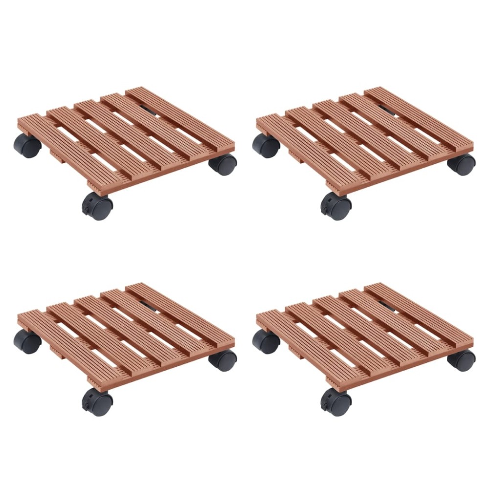 vidaXL Βάσεις για Γλάστρες με Ρόδες 4 τεμ. Καφέ 30x30x7,5 εκ. από WPC