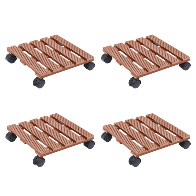 vidaXL Βάσεις για Γλάστρες με Ρόδες 4 τεμ. Καφέ 30x30x7,5 εκ. από WPC