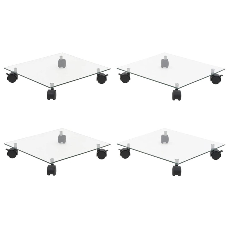 vidaXL Βάσεις Φυτών με Ρόδες 4 τεμ. Τετράγωνες 35x35 εκ. Ψημένο Γυαλί