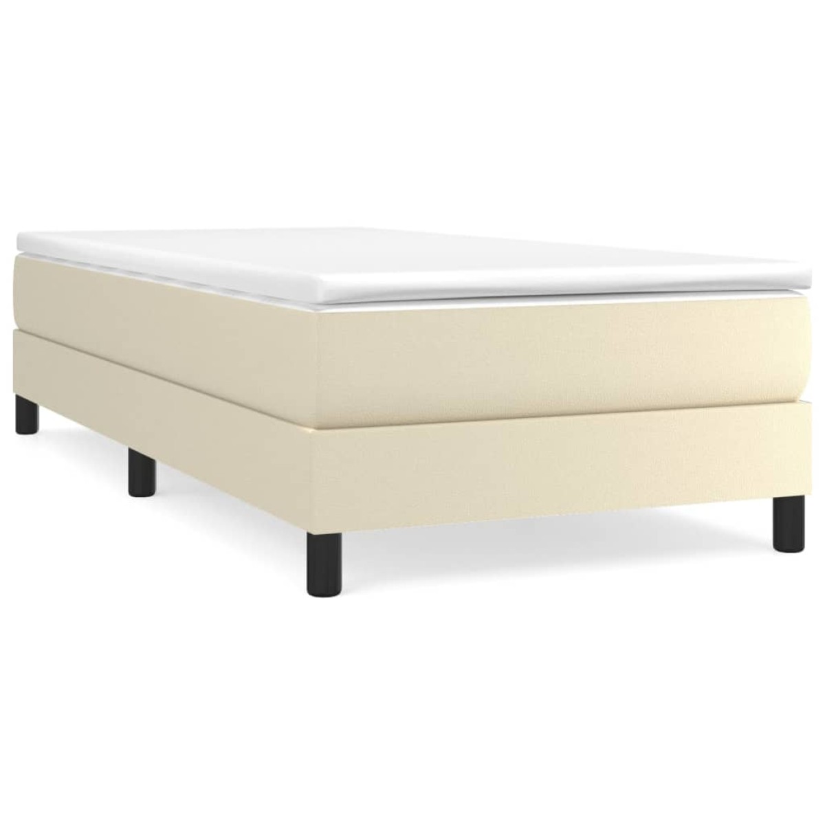 vidaXL Κρεβάτι Boxspring με Στρώμα Κρεμ 90x200 εκ. από Συνθετικό Δέρμα