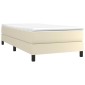 vidaXL Κρεβάτι Boxspring με Στρώμα Κρεμ 90x200 εκ. από Συνθετικό Δέρμα