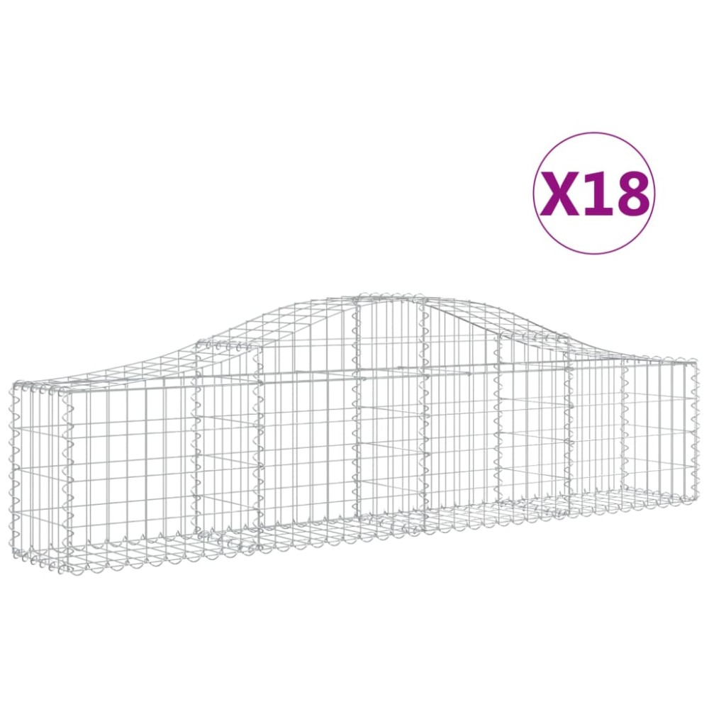 vidaXL Συρματοκιβώτια Τοξωτά 18 τεμ. 200x30x40/60 εκ. Γαλβαν. Ατσάλι
