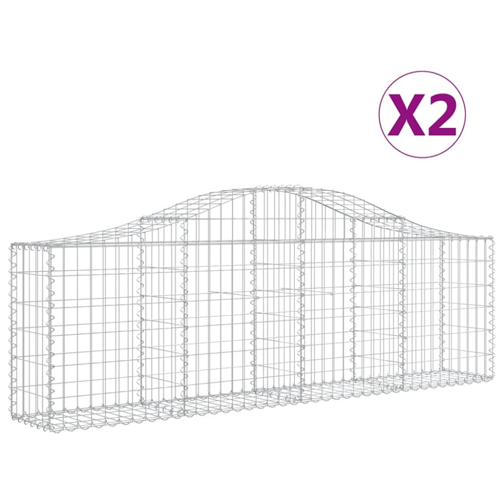 vidaXL Συρματοκιβώτια Τοξωτά 2 τεμ. 200x30x60/80 εκ. Γαλβαν. Ατσάλι