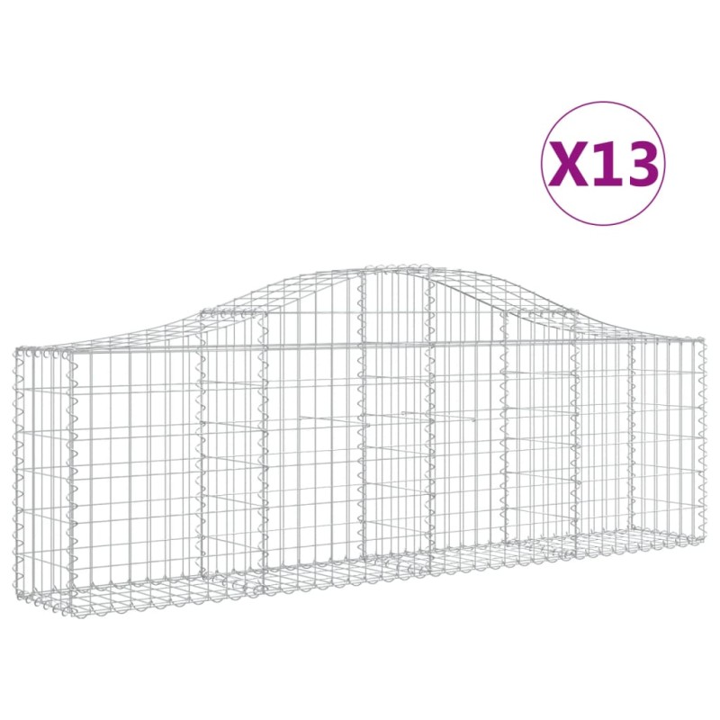 vidaXL Συρματοκιβώτια Τοξωτά 13 τεμ. 200x30x60/80 εκ. Γαλβαν. Ατσάλι