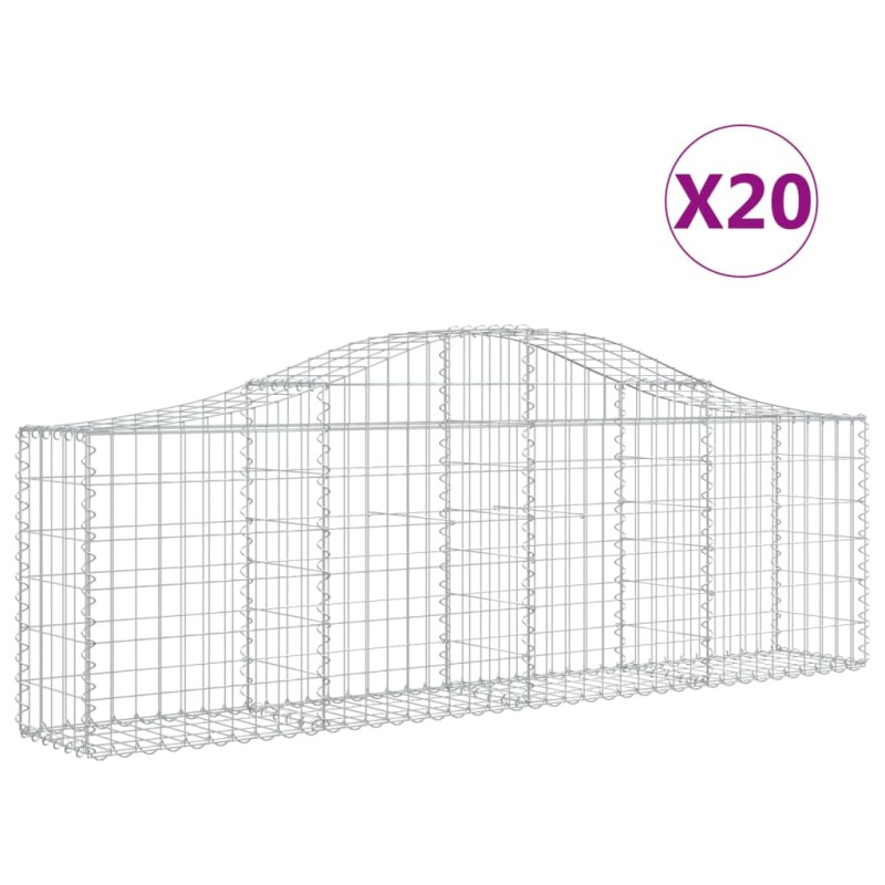 vidaXL Συρματοκιβώτια Τοξωτά 20 τεμ. 200x30x60/80 εκ. Γαλβαν. Ατσάλι
