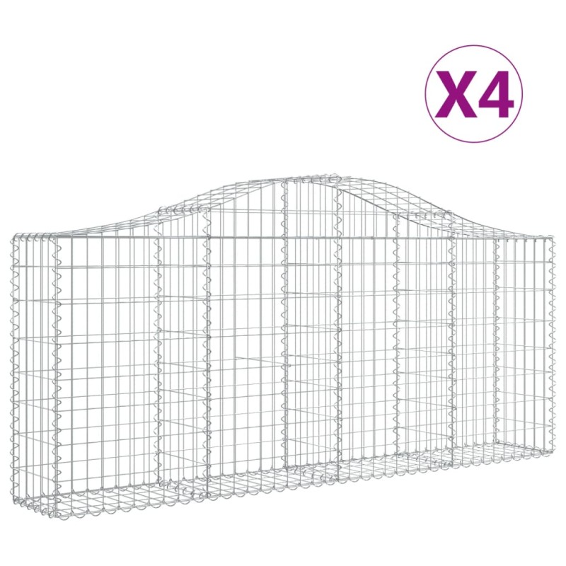vidaXL Συρματοκιβώτια Τοξωτά 4 τεμ. 200x30x80/100 εκ. Γαλβαν. Ατσάλι