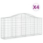vidaXL Συρματοκιβώτια Τοξωτά 4 τεμ. 200x30x80/100 εκ. Γαλβαν. Ατσάλι