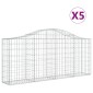 vidaXL Συρματοκιβώτια Τοξωτά 5 τεμ. 200x30x80/100 εκ. Γαλβαν. Ατσάλι