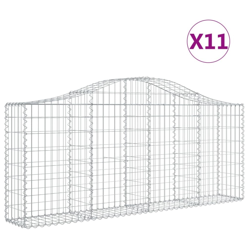 vidaXL Συρματοκιβώτια Τοξωτά 11 τεμ. 200x30x80/100 εκ. Γαλβαν. Ατσάλι