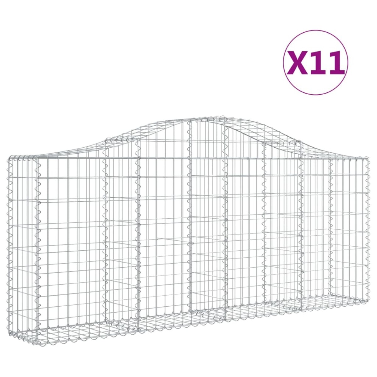 vidaXL Συρματοκιβώτια Τοξωτά 11 τεμ. 200x30x80/100 εκ. Γαλβαν. Ατσάλι