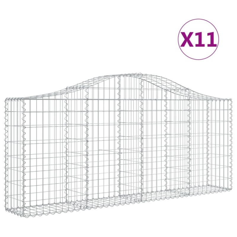 vidaXL Συρματοκιβώτια Τοξωτά 11 τεμ. 200x30x80/100 εκ. Γαλβαν. Ατσάλι