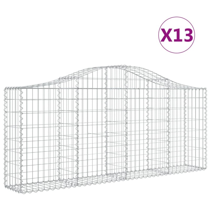 vidaXL Συρματοκιβώτια Τοξωτά 13 τεμ. 200x30x80/100 εκ. Γαλβαν. Ατσάλι