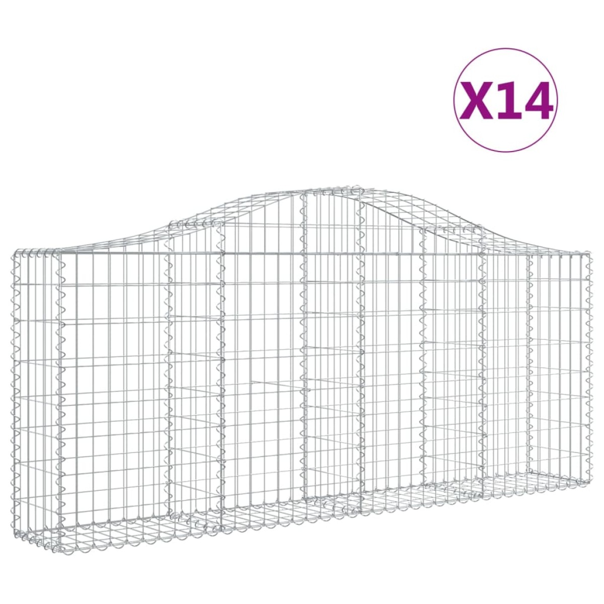 vidaXL Συρματοκιβώτια Τοξωτά 14 τεμ. 200x30x80/100 εκ. Γαλβαν. Ατσάλι